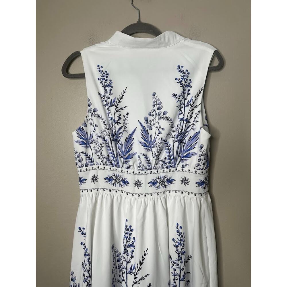 Cupshe White Mini Dress with Blue Botanical Print - Picture 6 of 12